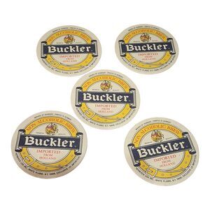 Set Of 5 Buckler Non-Alcoholic Brew Beer Coasters Heineken Double-sided 4"
